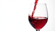 © Taya - Rich red wine poured into a glass, clean white background, alcohol, red wine