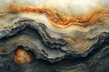 Aufkleber - Striking layers of sedimentary rock reveal a captivating geological history through intricate patterns and diverse hues.