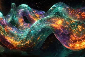 Poster - A cosmic swirl of vibrant, glowing nebulae and stardust, resembling a celestial river.