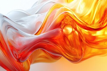 Poster - Abstract swirling liquid forms in shades of orange, red, and white, creating a dynamic and vibrant composition.