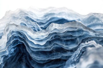 Poster - Layered ice formations resembling abstract, undulating waves of glacial blue hues.