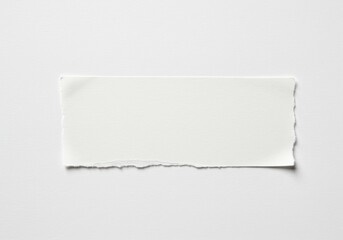Poster - A piece of white paper with a torn edge rests on a white surface, creating a simple, minimalist composition