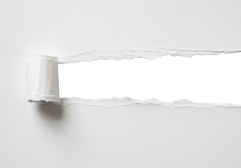 Poster - Torn white paper with a curled edge reveals a bright, empty space, creating a sense of anticipation