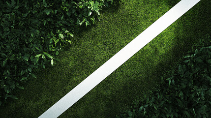Poster - Green foliage backdrop with a diagonal white stripe, offering a clean, modern aesthetic suitable for presentations or product displays.  Free space for text or logo