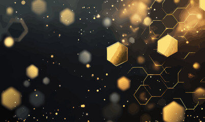 Poster - minimalist black and gold hexagon technology honeycomb background vector