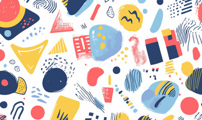 Poster - Vibrant Geometric Abstract Doodle Collage Seamless Pattern for Creative Design