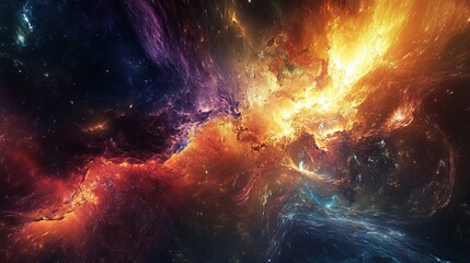 Wall Mural - Abstract space nebula with fiery and colorful elements
