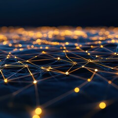 Poster - abstract network of illuminated points and lines creating a sense of connectivity and technology in 