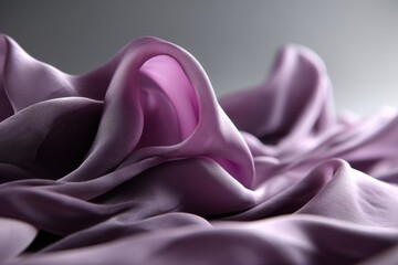 Poster - Close-up of a soft, flowing piece of light purple silk fabric, elegantly draped with gentle curves and subtle shadows, creating a luxurious, calming atmosphere.