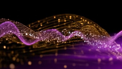 Poster - Colorful Abstract Wave with Glowing Particles