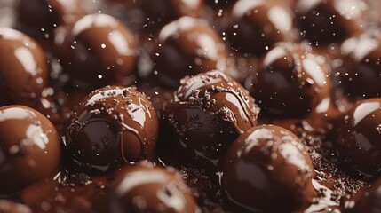 Fototapete - Chocolate truffles with glossy coating