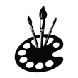 © MdAkram - Paint palette brush Silhouette, Vector, Icon, Logo, White Background.