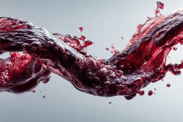 Poster - dynamic splash of red wine, showcasing vibrant color and motion against a clean background, creating