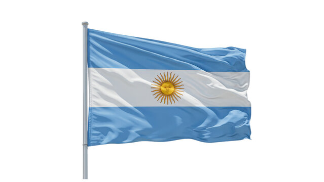 argentinaflag waving in wind isolated on transparent png