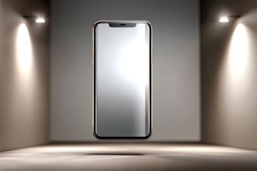 Poster - A modern smartphone with a blank screen, presented in a minimalist studio setup with soft, diffused lighting emphasizing its elegant design and sleek profile.
