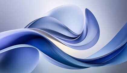 Fototapete - Fluid Dynamics Abstract 3D Illustration of Layered Indigo and Cobalt Waves on Gradient Background