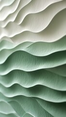 Poster - Abstract Background, Green Paper Carved Wave Pattern, Nature Inspired, Modern Paper Art