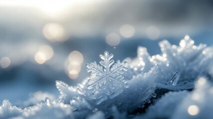 Poster - Ice crystal sparkles in the soft glow, highlighting its stunning beauty in the fresh environment; Macro shot of crystal ice with shallow depth of field