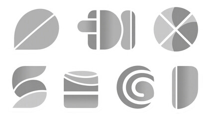 Poster - Abstract Gray Logo Design Elements Minimalist Geometric Shapes for Branding