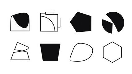 Poster - Abstract Geometric Shapes Minimalist Line Art Icons for Design Projects