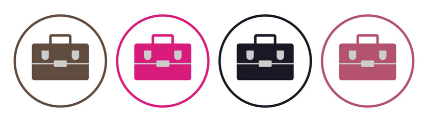 Fototapete - Office bag icons. Colourful Suitcase symbol, Luggage vector isolated on white background. Professional work bag icons for corporate use. Baggage business concept.