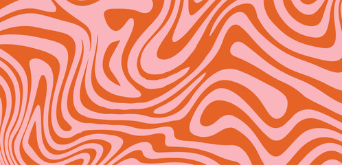 Fototapete - Abstract vector illustration with wavy, curved pink and red lines forming a dynamic, fluid pattern. The design creates a hypnotic, optical illusion effect, ideal for modern digital print in Y2K style.