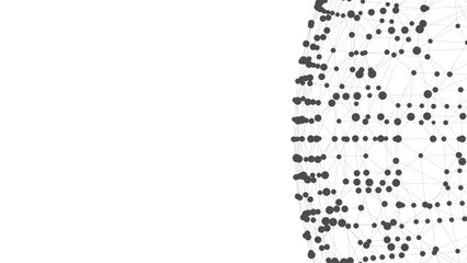 Leinwandbilder - Technology background with copy space. Abstract sphere. Dots connected by lines. Minimalist mesh. Abstract polygonal shape.