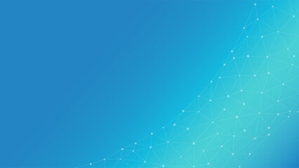 Leinwandbilder - Technology blue background. Dots connected by lines. Abstract wave. Minimalist mesh. Abstract polygonal shape.