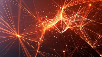 Fototapete - Digital Network: Illuminated lines of light weave a complex web, forming a visual representation of a vast network. The scene emanates energy.