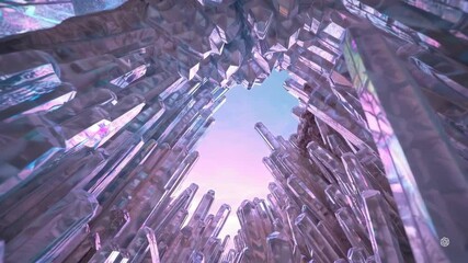 Poster - Ethereal Crystal Cavern with Radiant Light and Stunning Reflection