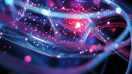 Poster - Digital Network Symphony: A mesmerizing display of intertwined luminous threads, pulsating with data flow and interconnectedness, highlighting the seamless exchange of information in the digital age.