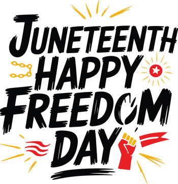 Juneteenth Happy Freedom Day Typography design Handwritten Lettering| Vector template for banner, greeting card, postcard