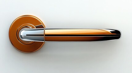 Fototapete - High-resolution studio shot of a polished chrome door handle, high-definition reflections on an immaculately white background.