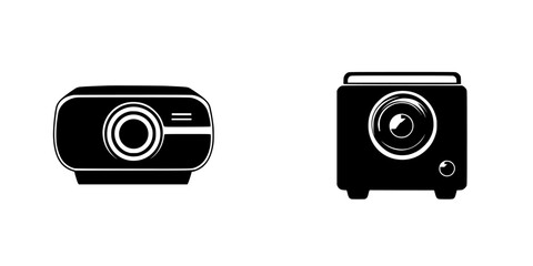 Poster - two modern projectors displayed side by side highlighting their sleek designs and features for prese