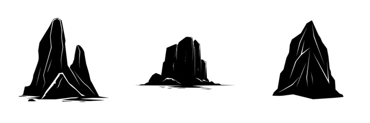Poster - unique rock formations displayed in artistic style depicting natural landscapes in black and white t