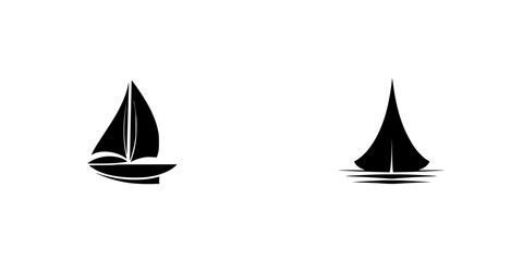 Poster - unique black and white sailboat silhouettes with distinct designs suitable for a minimalist nautical