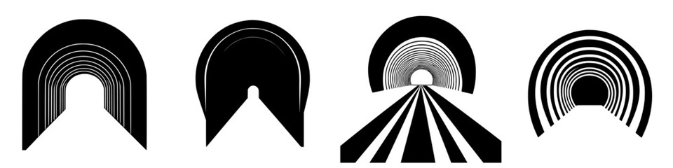 Poster - various tunnel designs showcasing unique structural aesthetics and patterns used in architecture and