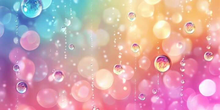 Pastel drops twist, radiant shimmer on the background