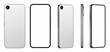 © Ilchenko Oleg - Realistic smartphone mockup. Mobile phone vector with isolated on white background. Device front view. 3D mobile phone with shadow. Realistic, high quality smart phone mockup for ui ux presentation.