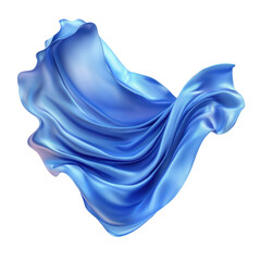Poster - Dynamic 3d blue fabric gracefully flowing against a transparent background, showcasing movement and elegance digital a in art style