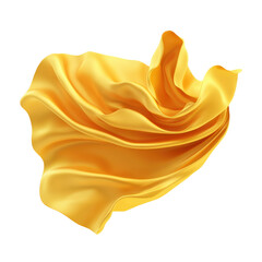Poster - Dynamic 3d yellow fabric gracefully flowing against a transparent background, showcasing movement and elegance in a digital art style