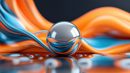 Poster - Colorful liquid swirl with crystal ball reflecting light