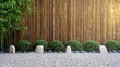 © UnPhouvith - A Zen garden with a bamboo fence, gravel, and minimalist stone arrangements.