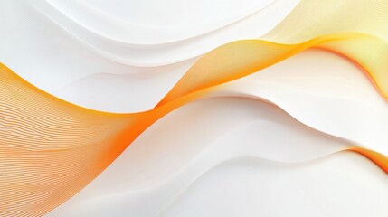 Poster - White minimalist background with delicate orange wave stripes, ideal for clean modern business slides