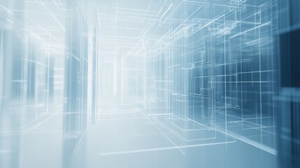 Poster - Modern white backdrop featuring transparent blue data lines layered subtly in the corners, clean tech look
