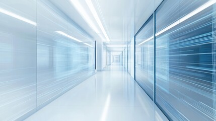 Poster - Modern white backdrop featuring transparent blue data lines layered subtly in the corners, clean tech look