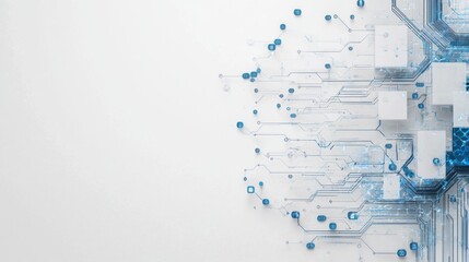 Poster - White business slide background with soft blue tech-inspired abstract patterns, creating a clean and digital look