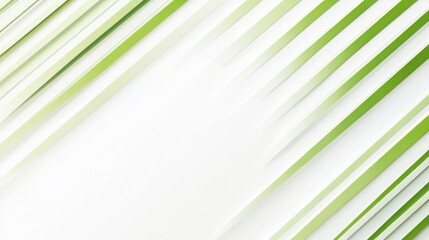 Poster - Modern white background with thin green diagonal stripes, simple and natural design for sustainable living presentations