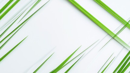 Poster - Modern white background with thin green diagonal stripes, simple and natural design for sustainable living presentations