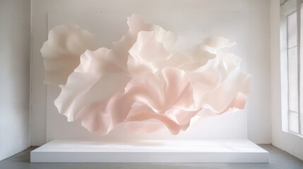 Poster - Modern white backdrop featuring soft pink pastel shapes layered subtly along the edges, light and charming design